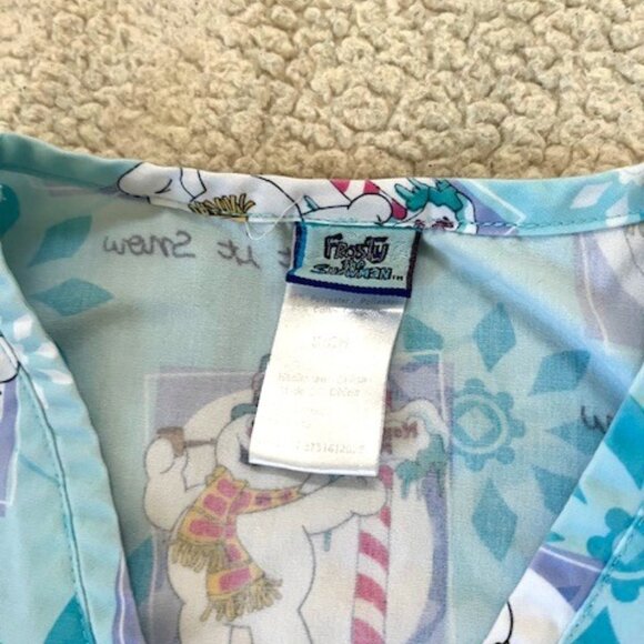 Frosty the Snowman Scrub Top (roomy) Small Women's - Picture 4 of 6